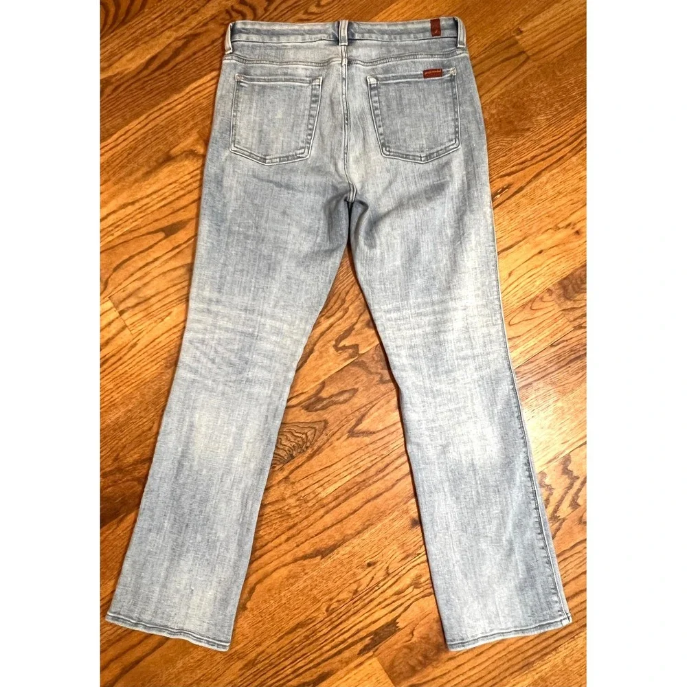 7 For All Mankind Seamed Flare Jeans Light Wash Split‎ Hem Size 31